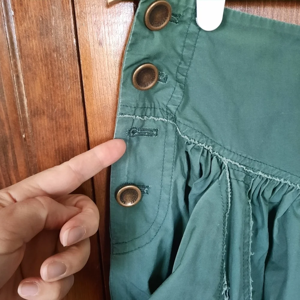 Vintage Y2K Bellvilles Green Frayed Edge Pleated Midi Skirt W/ Pockets Size S/M